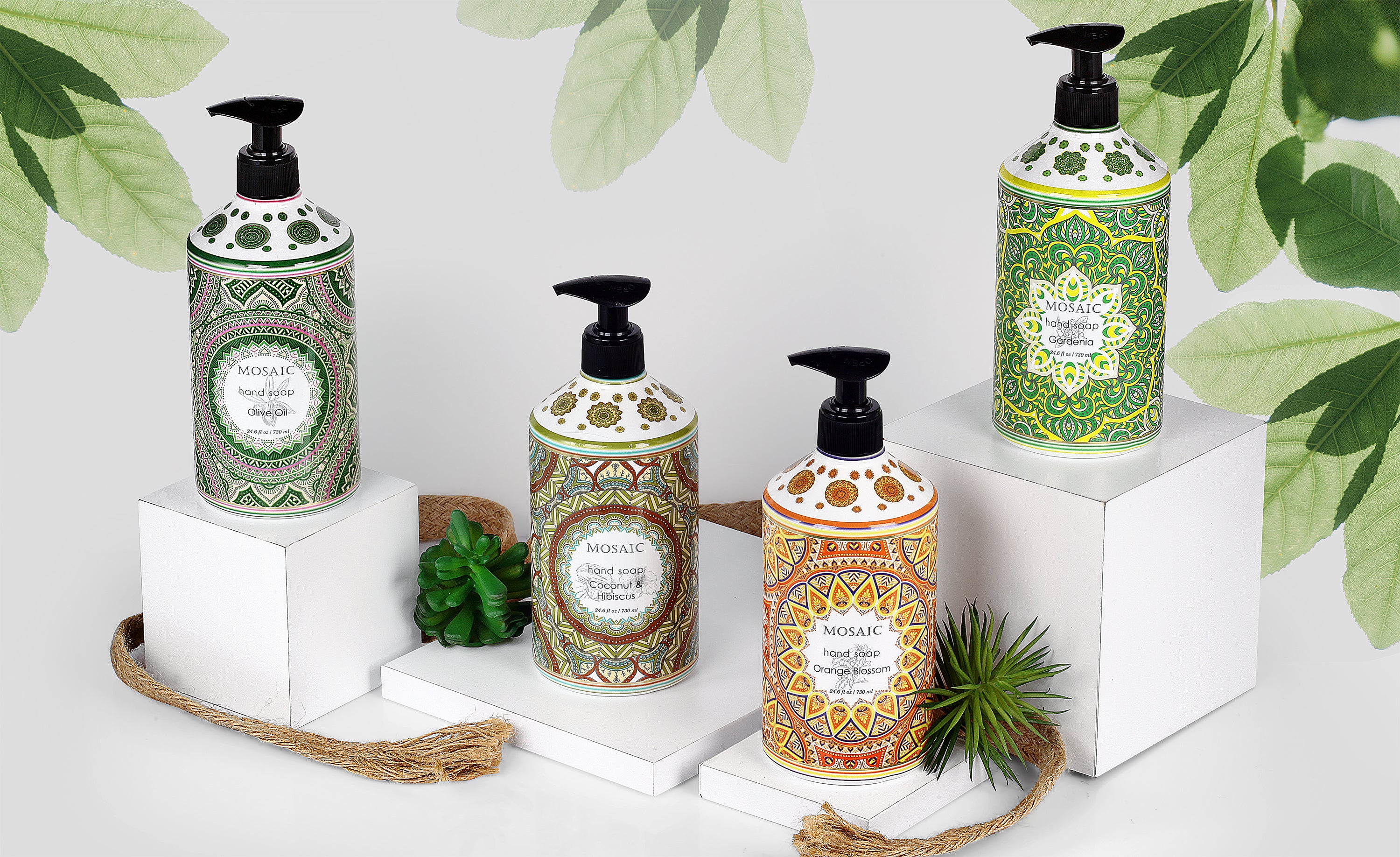 Liquid Hand Soap / Hand Wash Gift Set, Olive Oil + Coconut & Hibiscus + Gardenia + Orange Blossom, 4 x 24.6 fl oz Each Liquid Soap Bottle