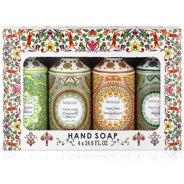 Liquid Hand Soap / Hand Wash Gift Set, Olive Oil + Coconut & Hibiscus + Gardenia + Orange Blossom, 4 x 24.6 fl oz Each Liquid Soap Bottle