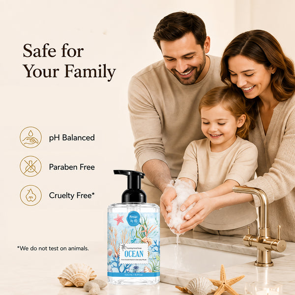 AnatoliaDaphne Mosaic by AD Foaming Hand Soap Variety Pack, 4 x 16.9 Fl Oz – Plant-Based Liquid Hand Wash with Essential Oils – SLS & Paraben Free – Sweet Almond, Lavender, Lemongrass & Ocean