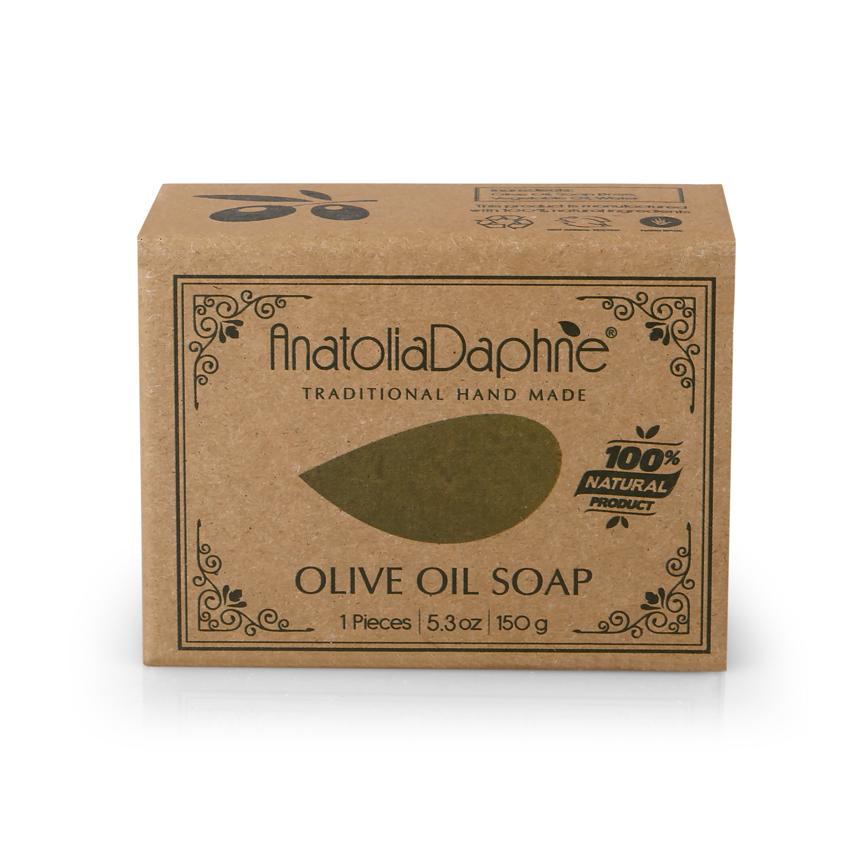 Handcrafted Olive Oil Soap Bar, Unscented, 5.3 oz