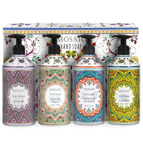 Liquid Hand Soap Set,Lavender + Almond & Argan + Peppermint & Eucalyptus + Camomile, 4 x 24.6 fl oz Each