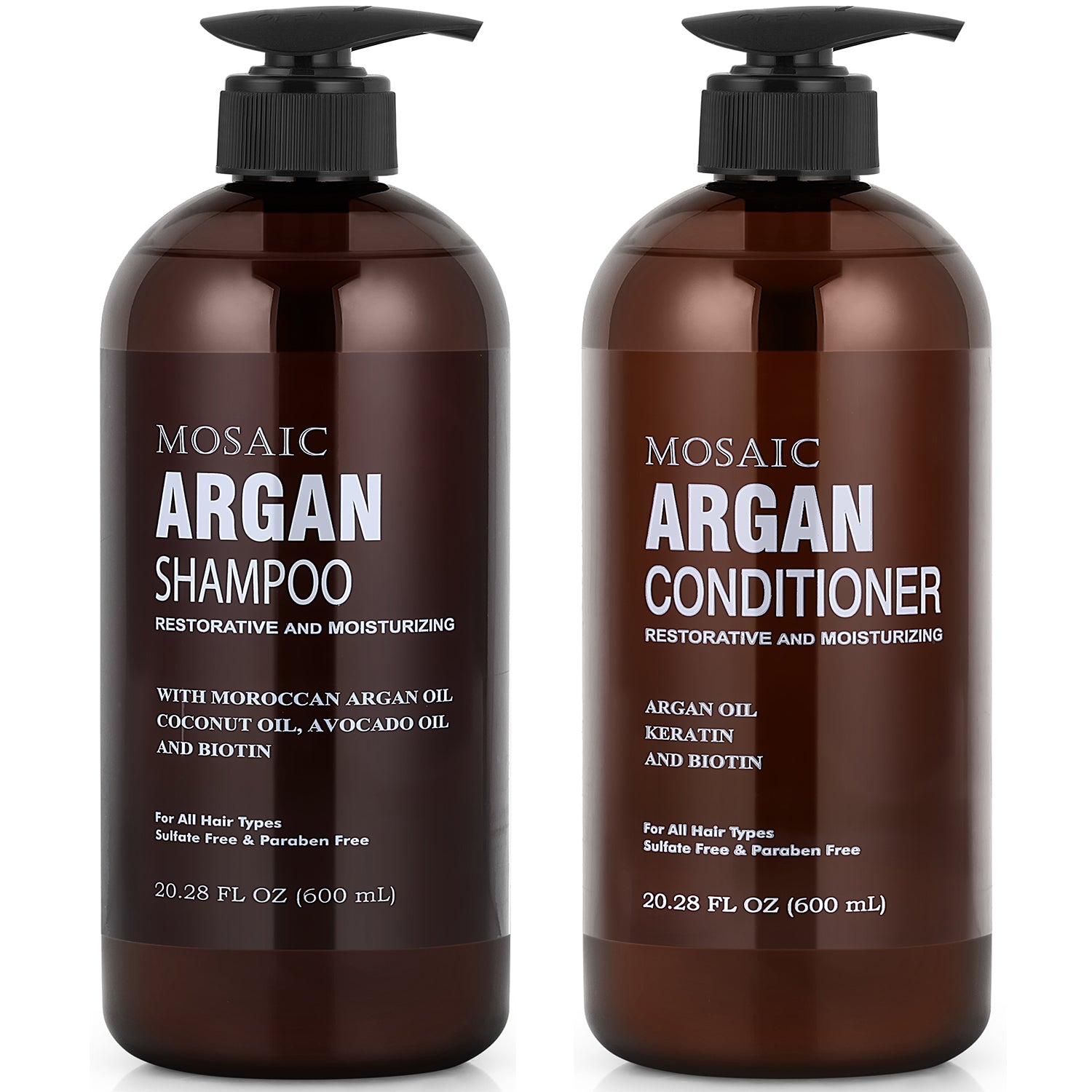 Argan Oil Shampoo and Conditioner Set, 20.2 FL Oz Each