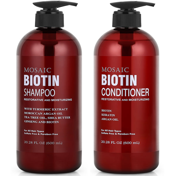 Biotin Shampoo and Conditioner Set, 20.2 FL Oz Each