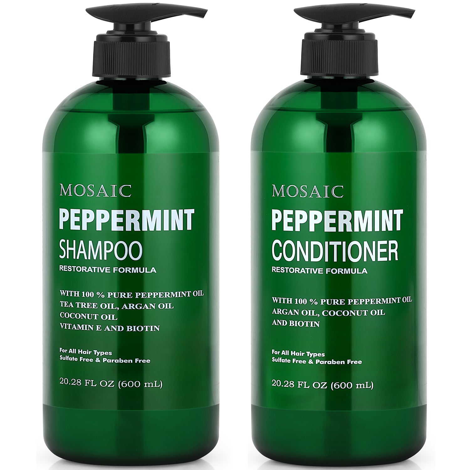 Peppermint Shampoo and Conditioner Set, 20.2 FL Oz Each