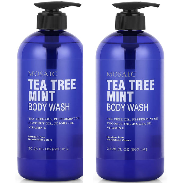 Tea Tree with Mint Body Wash with Vitamin E, 20.2 FL Oz Bottle (Pack of 2)